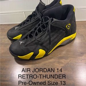 AIR JORDAN 14 RETRO-THUNDER. Pre-owned in good condition.